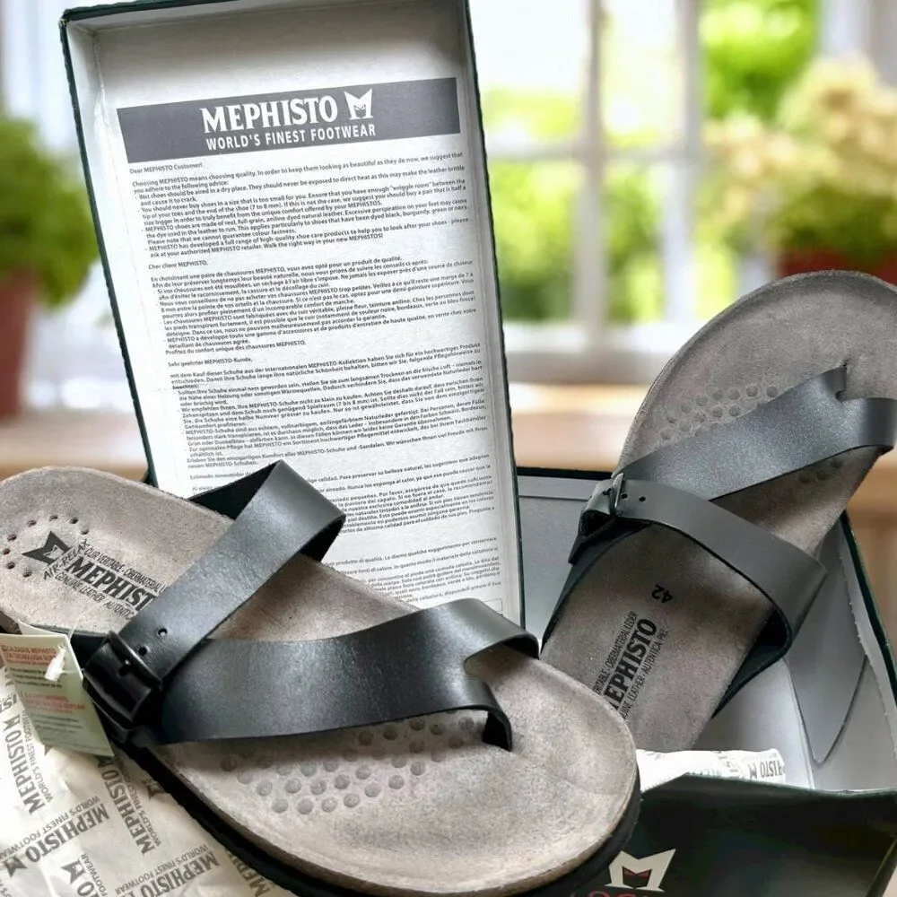 Mephisto Helen Air Soft Supportive Leather Toe Loop Sandal Slide Women 12 EU 42